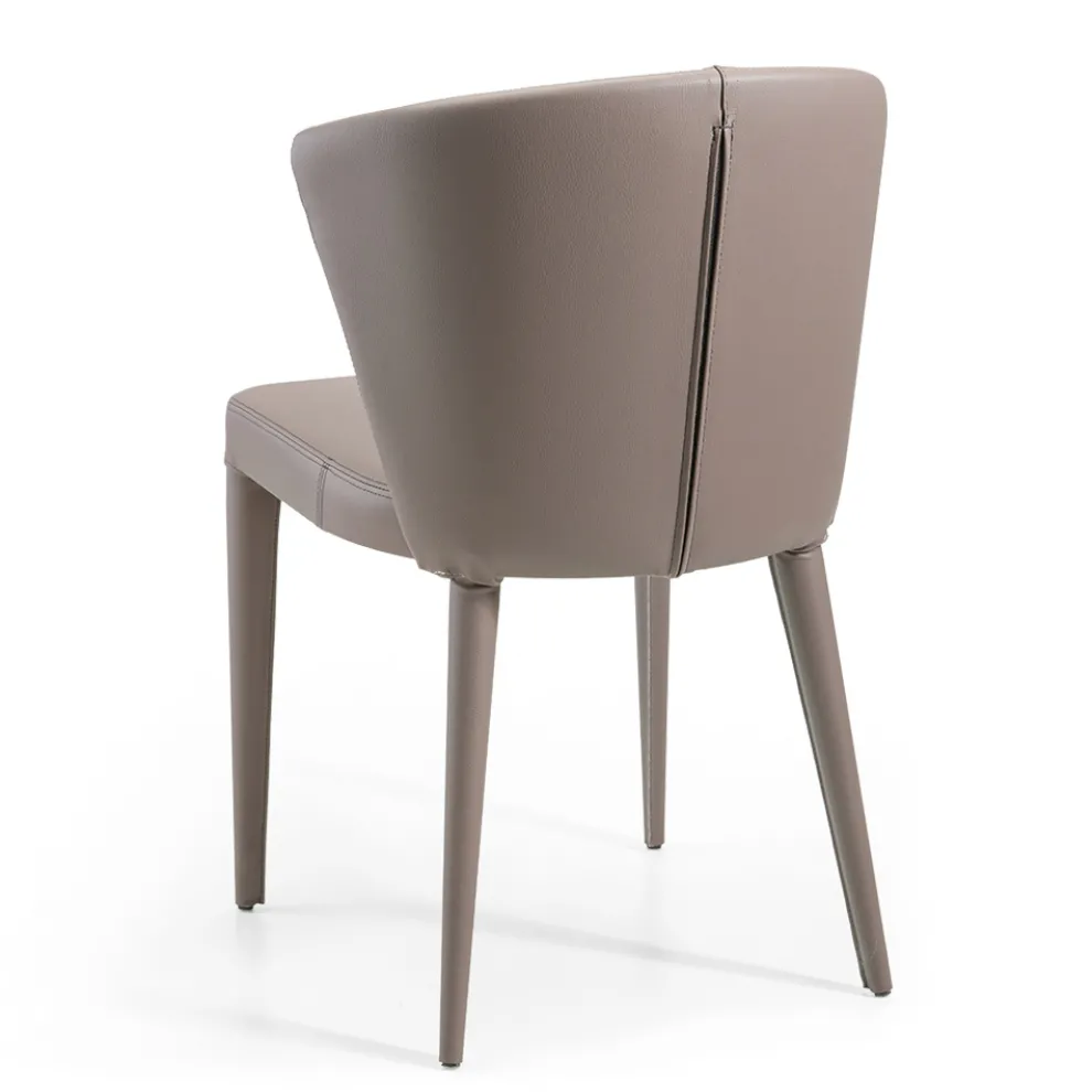 Wohnzimmerstuhl aus Siebenschläfer-Öko-Leder und Stahl, hergestellt in Italien – Cerbiatto