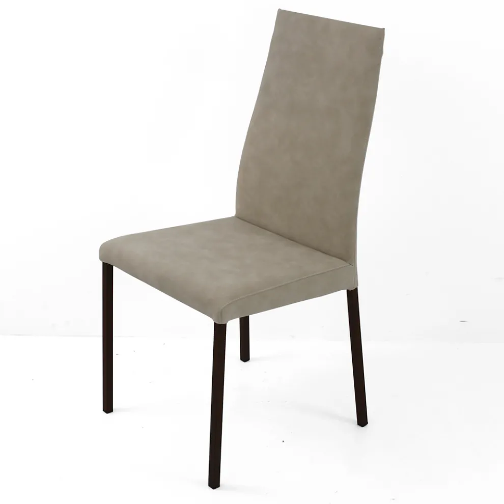 Wohnzimmerstuhl aus Kunstleder mit lackierten Beinen Made in Italy - Roslin