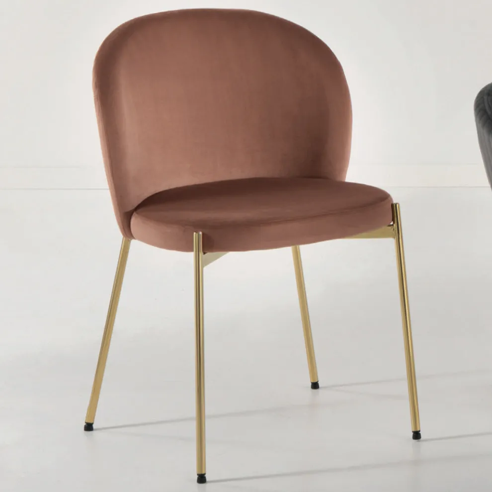 Wohnzimmerstuhl aus gepolstertem Samt und goldenem Metall 4 Stück - Assunta