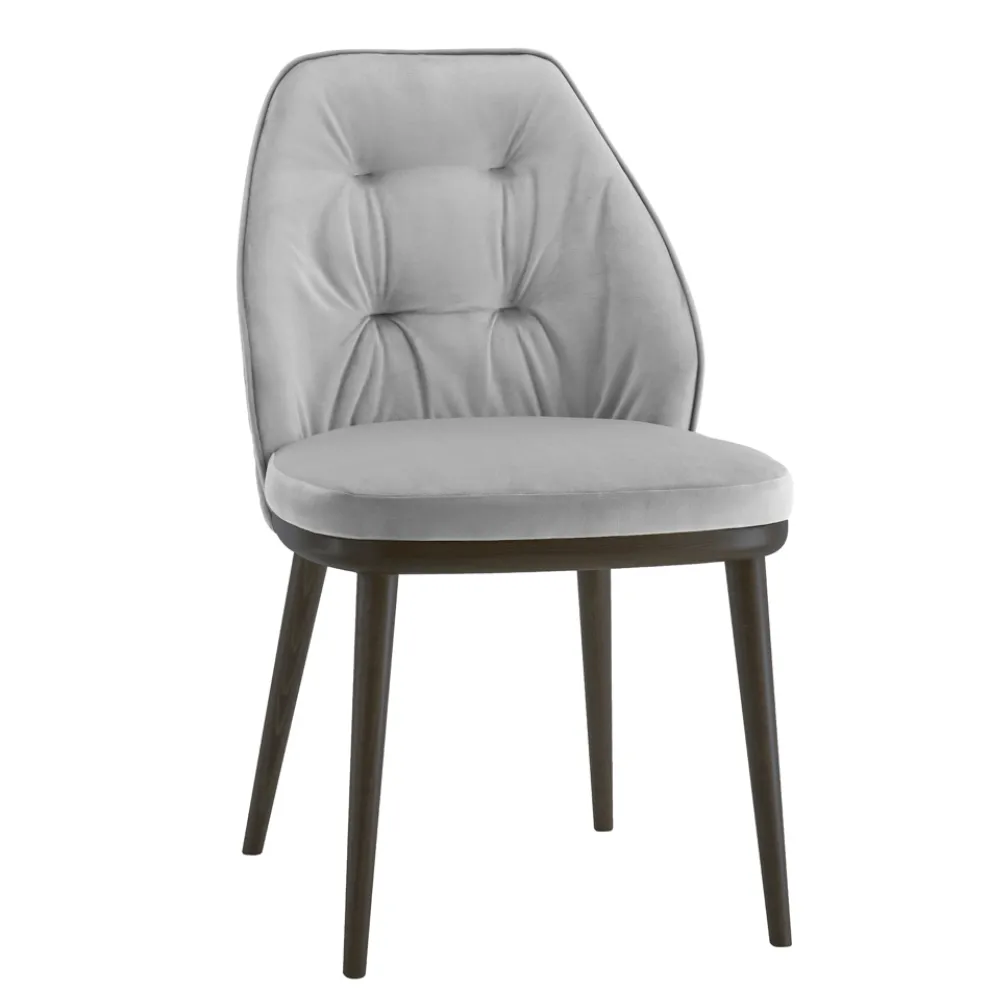 Wohnzimmerstuhl aus lackiertem Holz und Samtsitz Made in Italy - Attendo