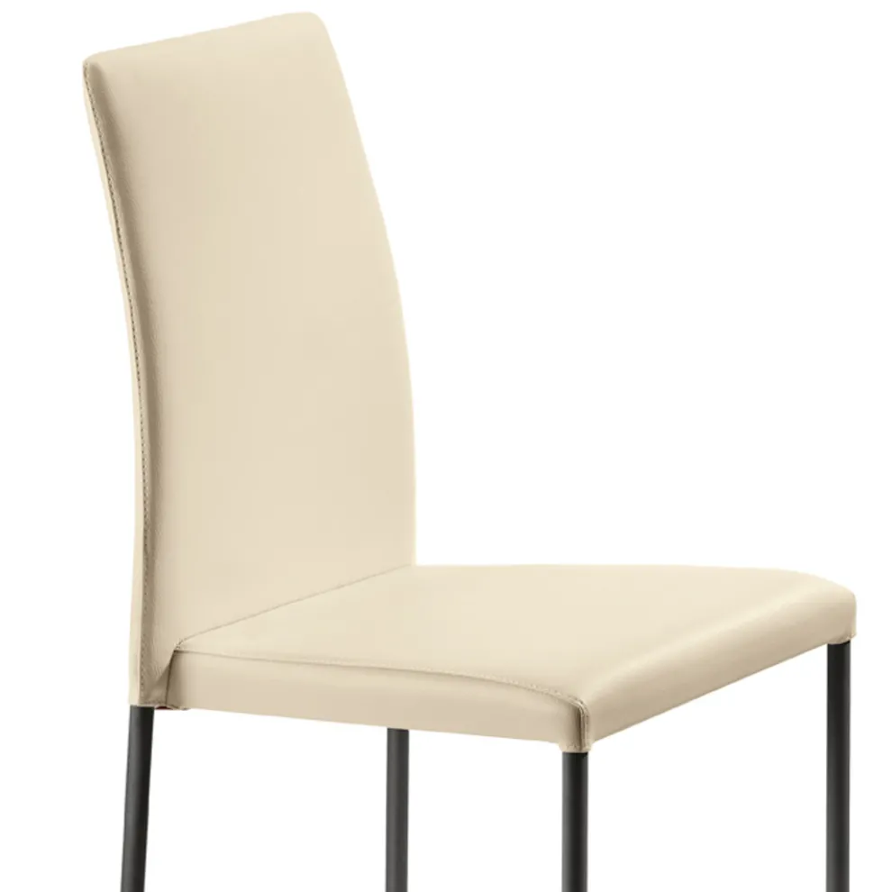 Wohnzimmerstuhl aus elfenbeinfarbenem Leder und Stahl, hergestellt in Italien – Kind