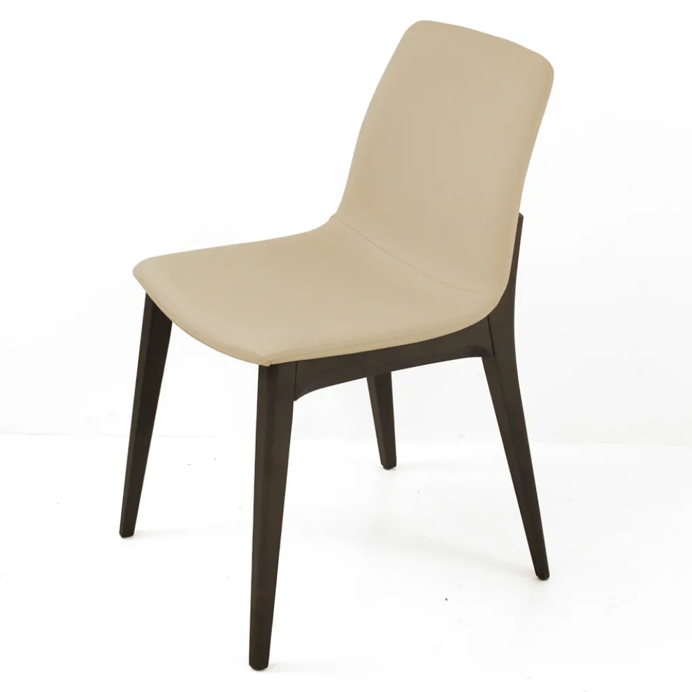 Wohnzimmerstuhl aus eisfarbenem Leder Made in Italy - Betsy