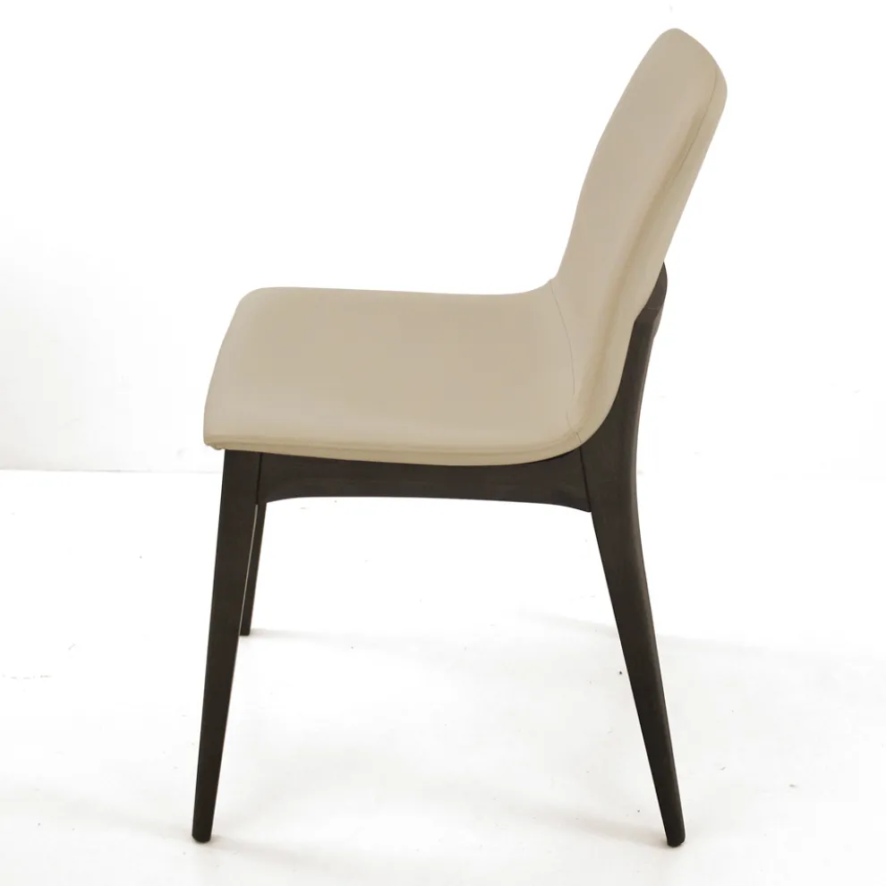 Wohnzimmerstuhl aus eisfarbenem Leder Made in Italy - Betsy