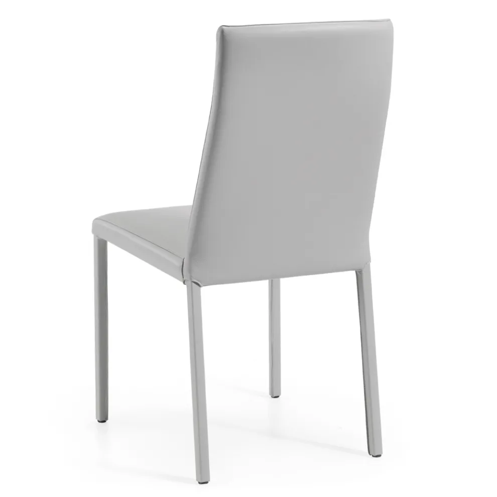 Wohnzimmerstuhl aus perlfarbenem Leder, hergestellt in Italien – Garten