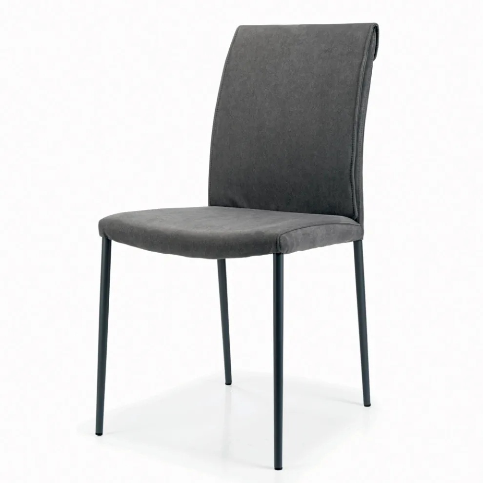 Wohnzimmerstuhl mit Stahlbeinen und Stoffsitz – Amalfi