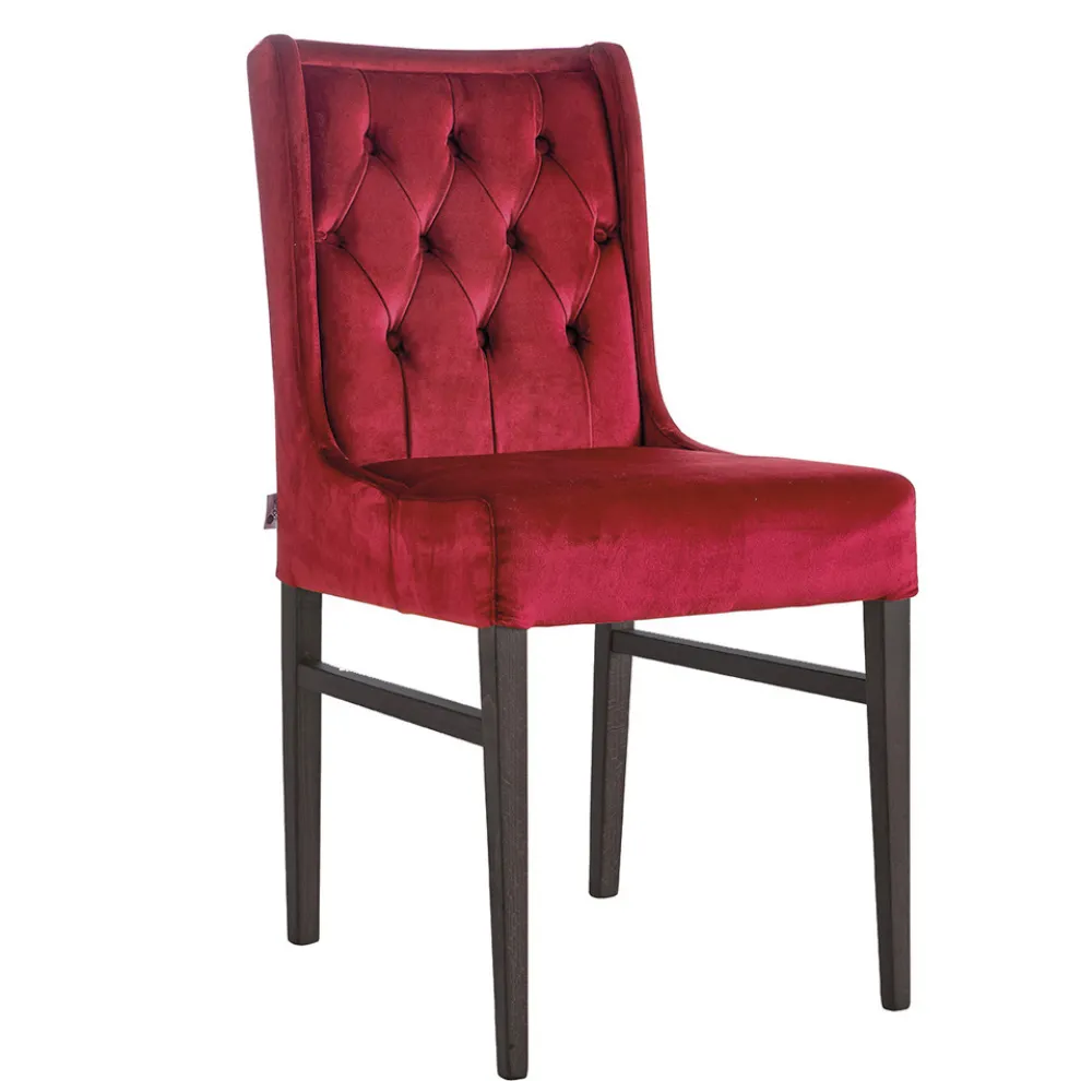 Wohnzimmerstuhl mit Holzstruktur und Samtsitz Made in Italy - Ludovica