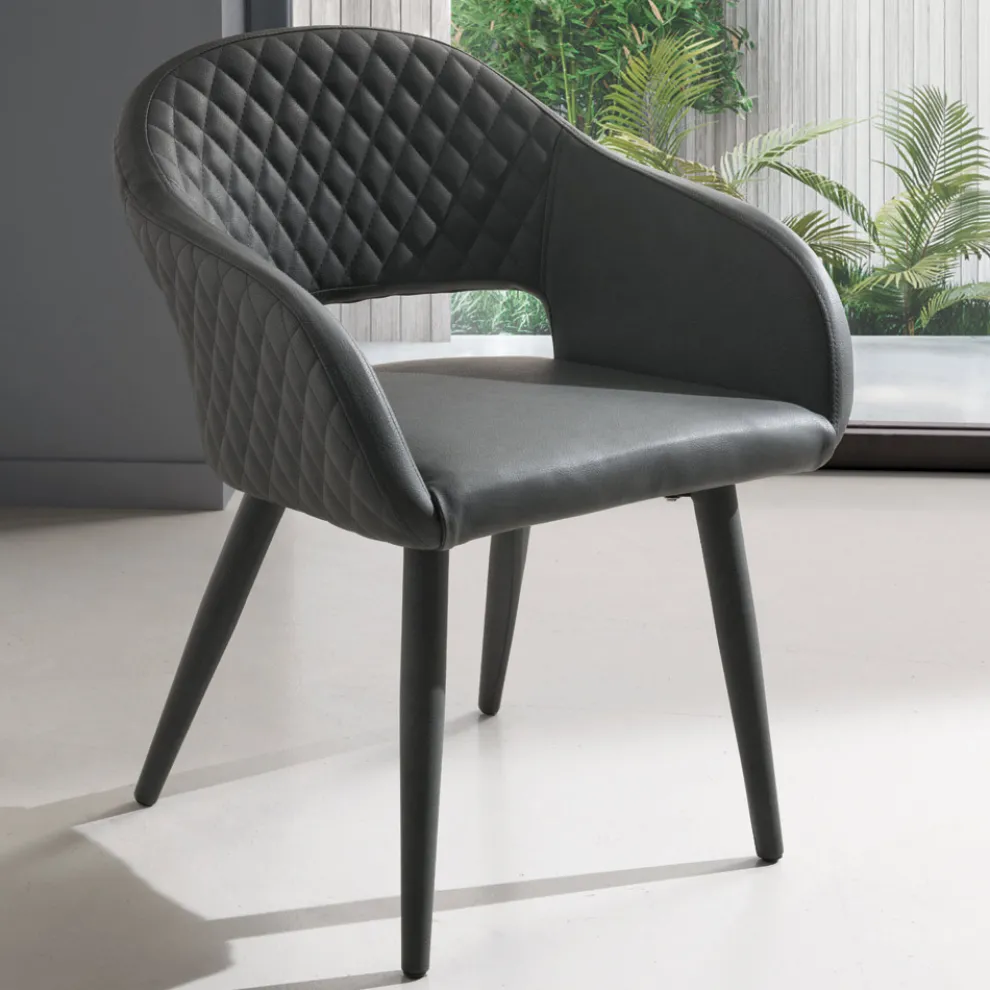 Wohnzimmerstuhl Sitz und Beine aus gepolstertem Kunstleder 2 Stück - Cupiolo