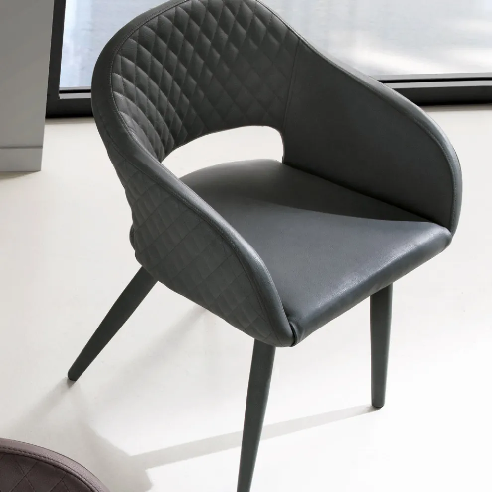 Wohnzimmerstuhl Sitz und Beine aus gepolstertem Kunstleder 2 Stück - Cupiolo