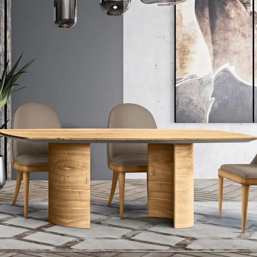 Wohnzimmertisch mit Holzplatte und -gestell, hergestellt in Italien – Auktion