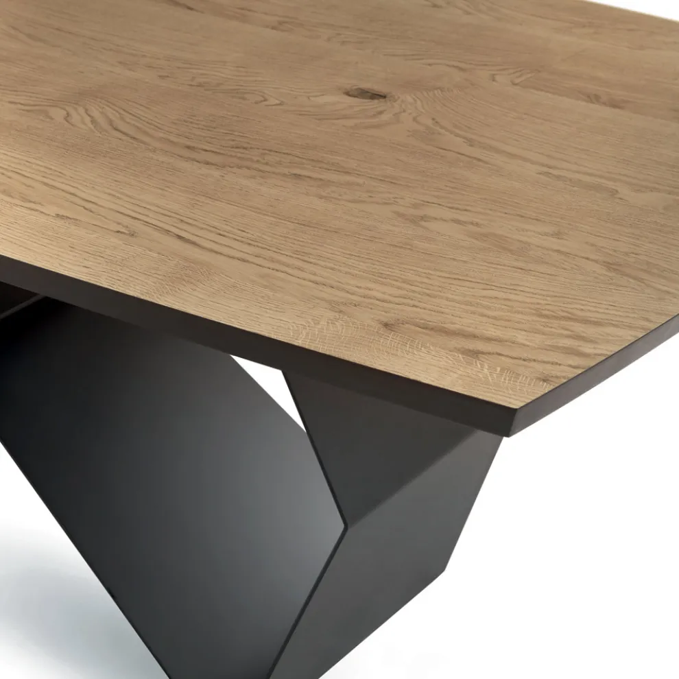 Wohnzimmertisch 200x100 aus Eichenfurnier und Metall - Cross