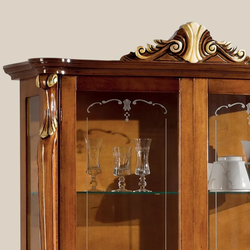 Wohnzimmervitrine aus Holz mit 2 Türen Classic Made in Italy - Cambrige
