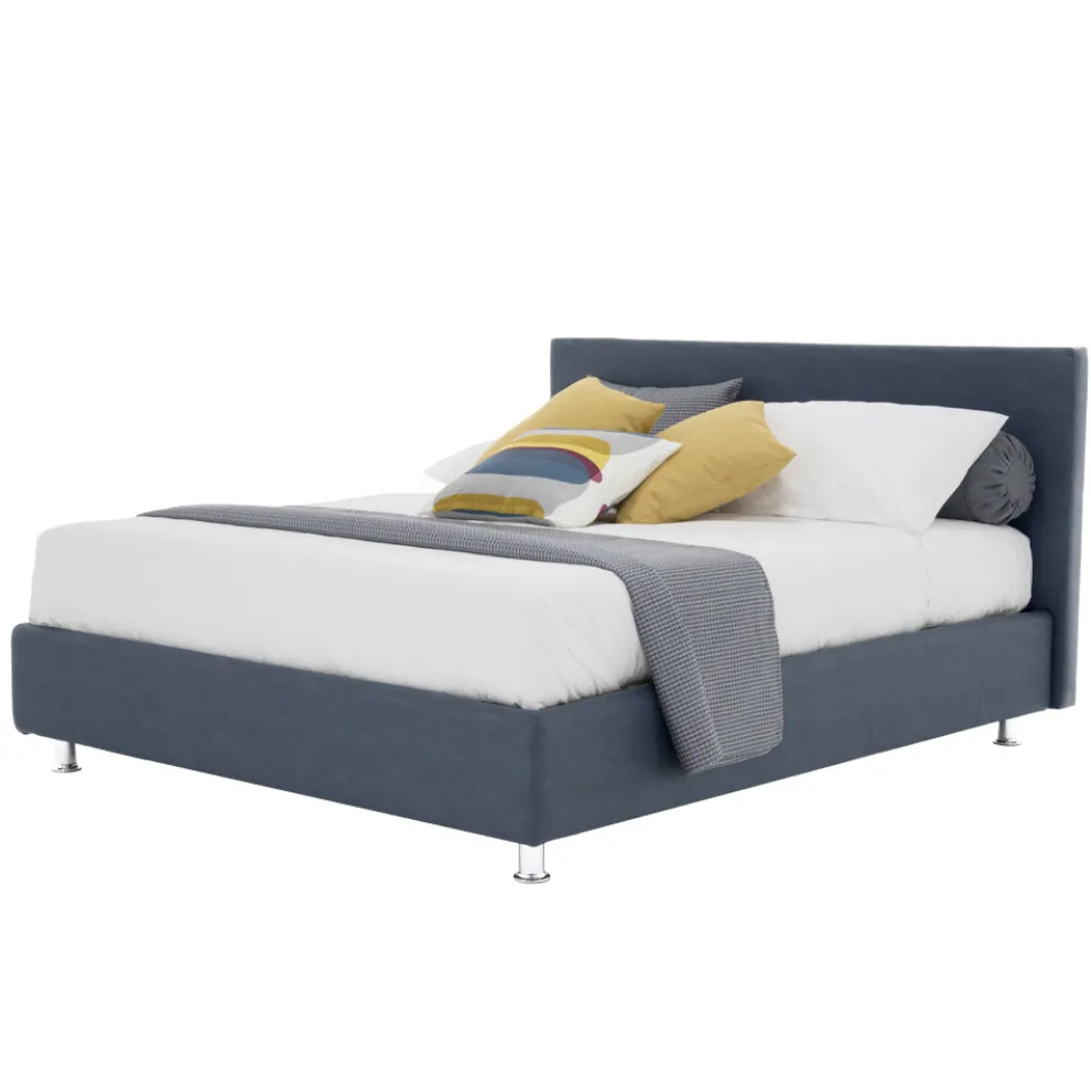 Luxuriöses Doppelbett aus Kunstleder oder Stoff mit Box Made in Italy - Nuvola