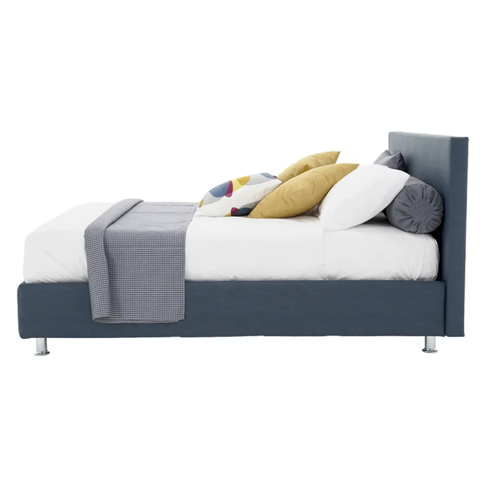 Luxuriöses Doppelbett aus Kunstleder oder Stoff mit Box Made in Italy - Nuvola