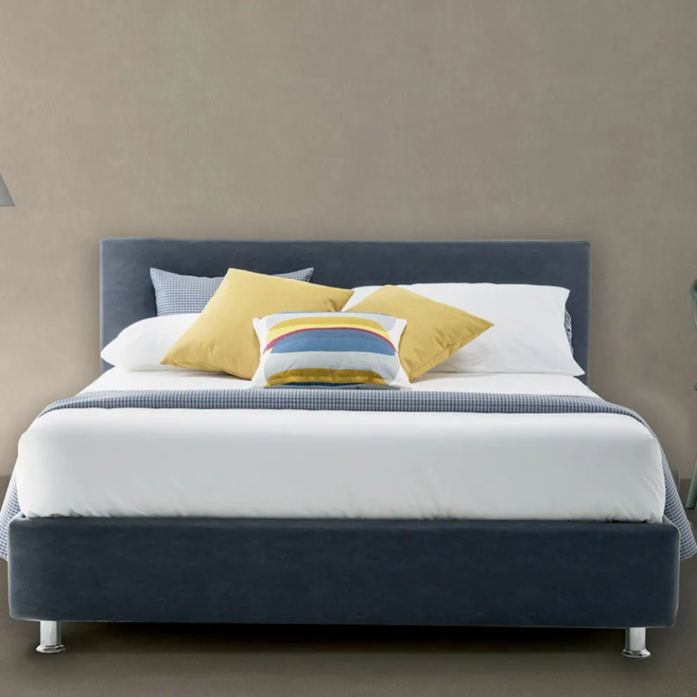 Luxuriöses Doppelbett aus Kunstleder oder Stoff mit Box Made in Italy - Nuvola