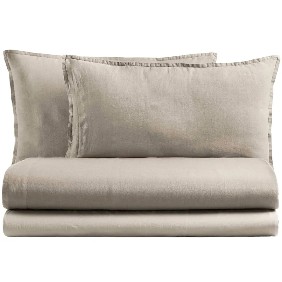 Komplettes Doppelbett aus reiner, im Stück gefärbter und schattierter Baumwolle - Delicacy