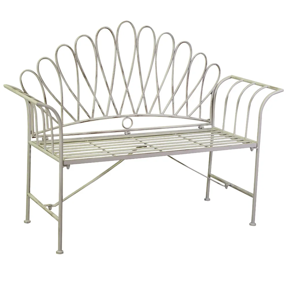 2-Sitzer-Gartenbank aus Metall, elfenbeinfarben - Glue