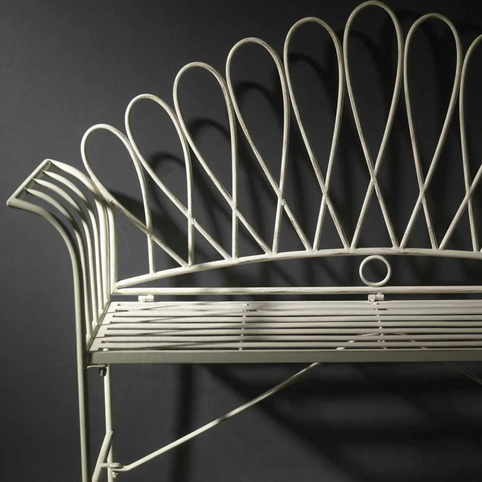 2-Sitzer-Gartenbank aus Metall, elfenbeinfarben - Glue