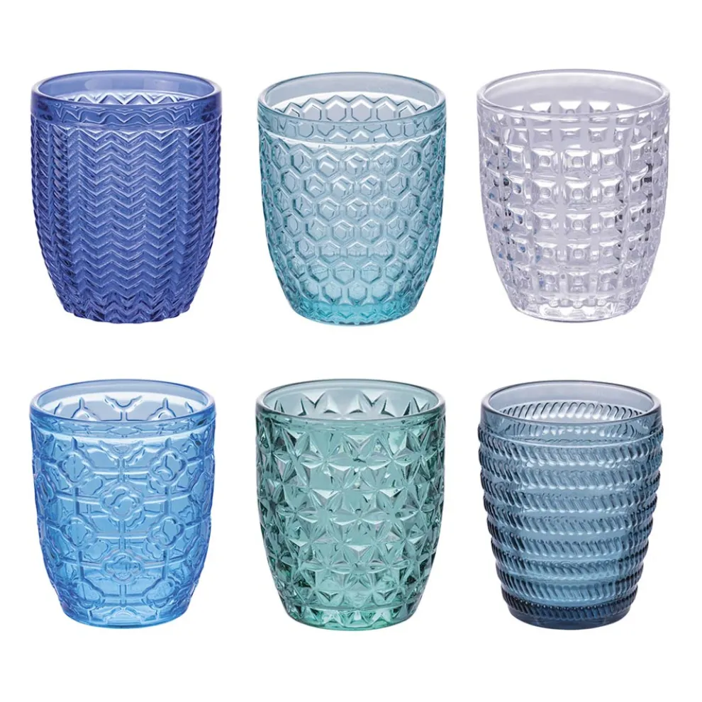 12 Wassergläser 350 ml in verschiedenen Farben und Dekorationen - Ozean