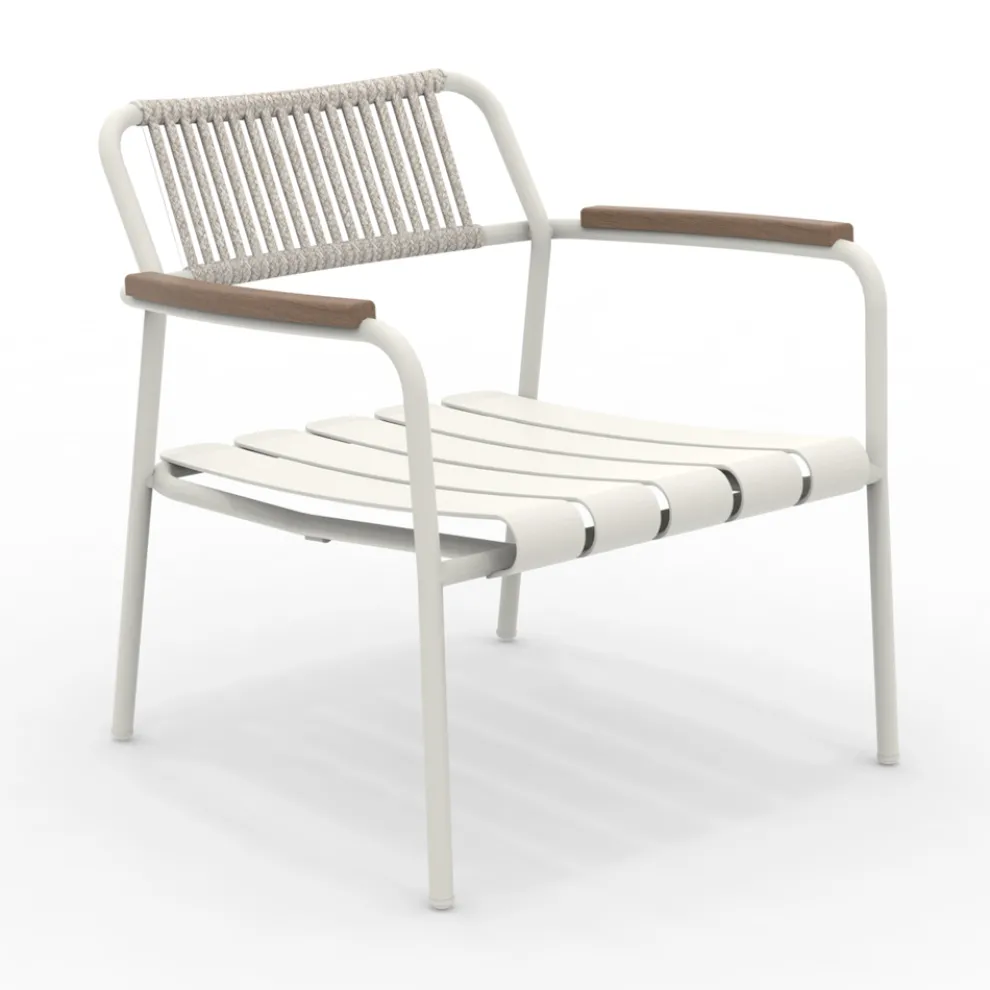 Niedriger Aluminium-Gartensessel mit Seilrückenlehne - Resplendent