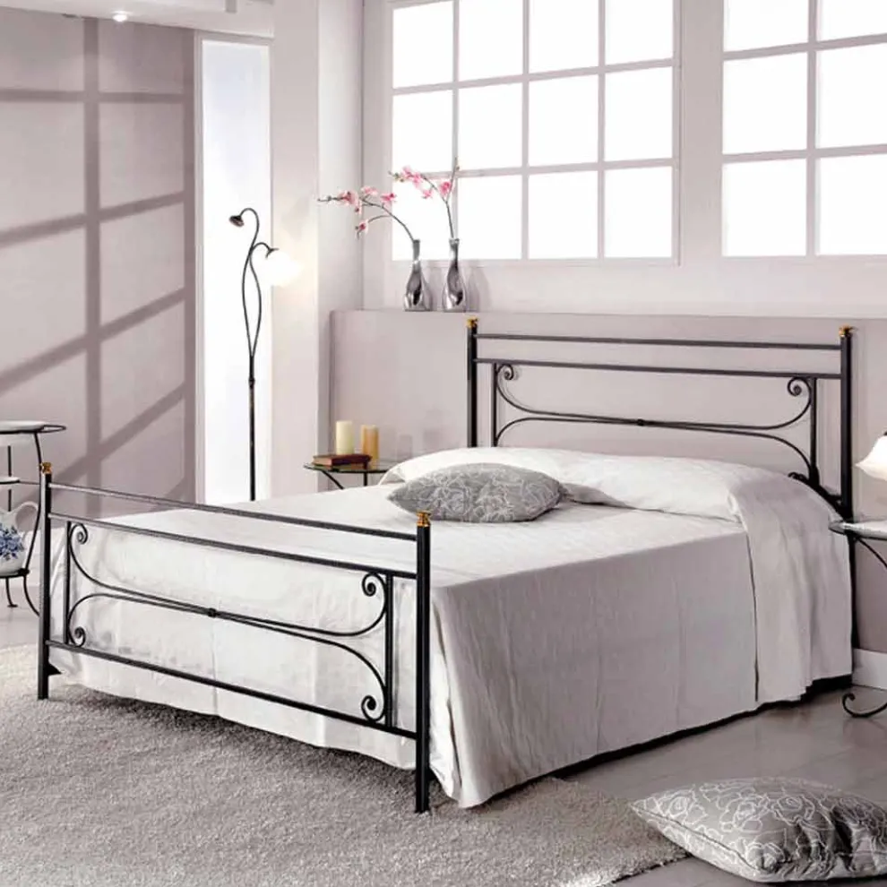 Doppelbett 160x190 cm Schmiedeeisen handgefertigt Evelyn Made in Italy