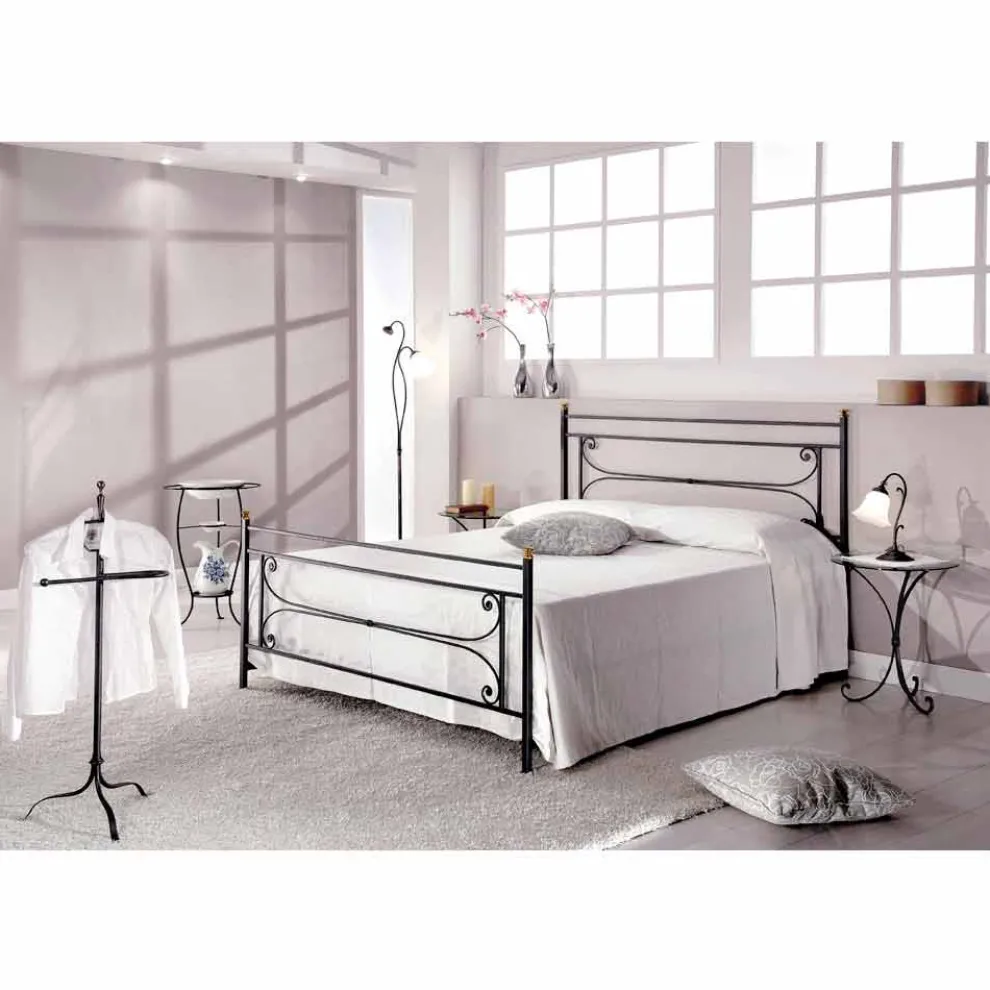 Doppelbett 160x190 cm Schmiedeeisen handgefertigt Evelyn Made in Italy