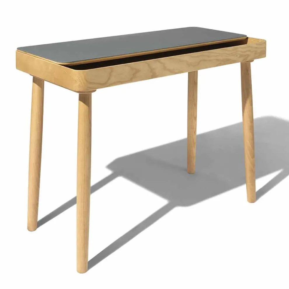 Schreibtisch aus massiver Esche natur mit Innenfach Made in Italy - Caspian