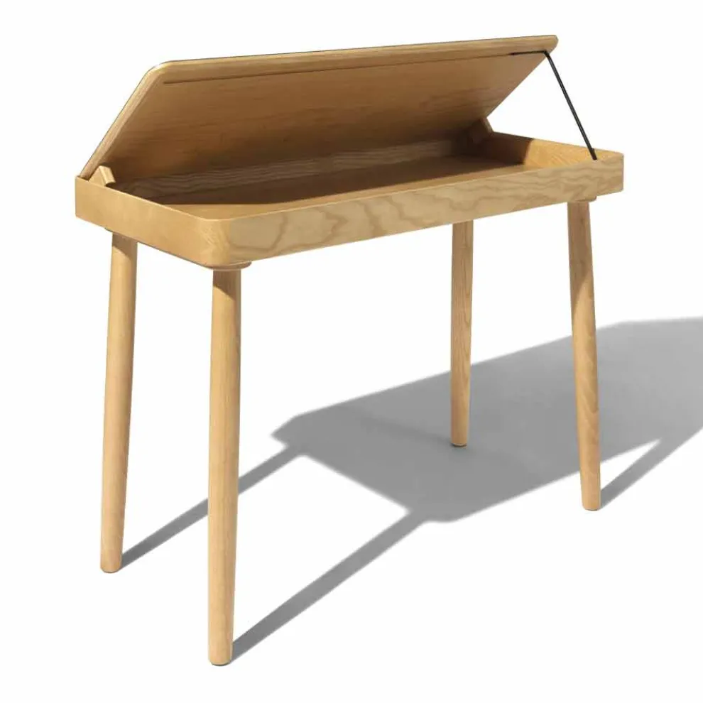 Schreibtisch aus massiver Esche natur mit Innenfach Made in Italy - Caspian