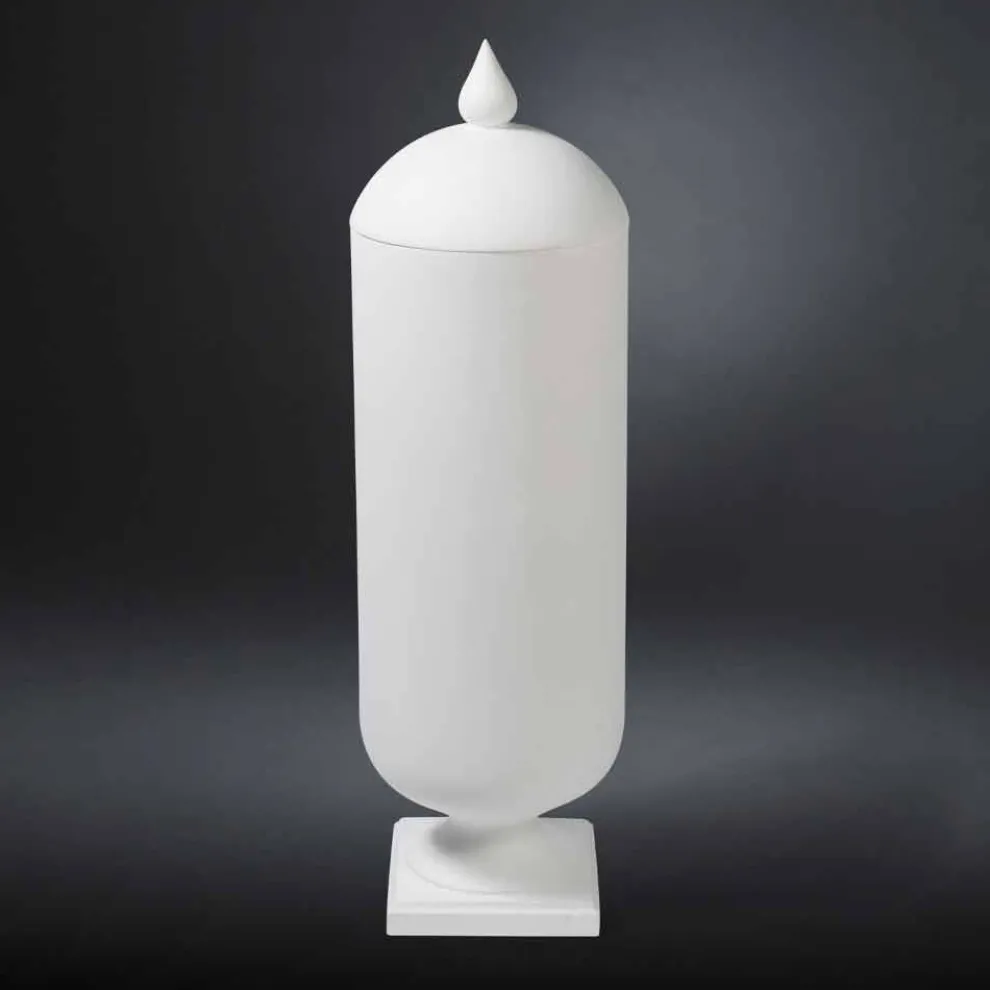 Moderne handgefertigte weiße Keramikvase Made in Italy - Chantal