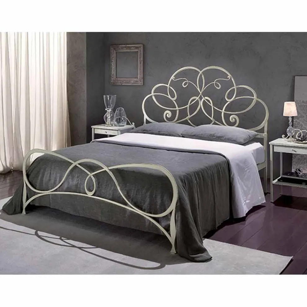 Granito Doppelbett aus Schmiedeeisen in Design