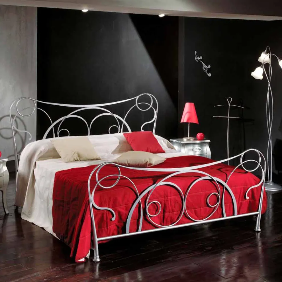 Doppelbett 160x190 cm aus Eisen handgefertigt Made in Italy Zoe