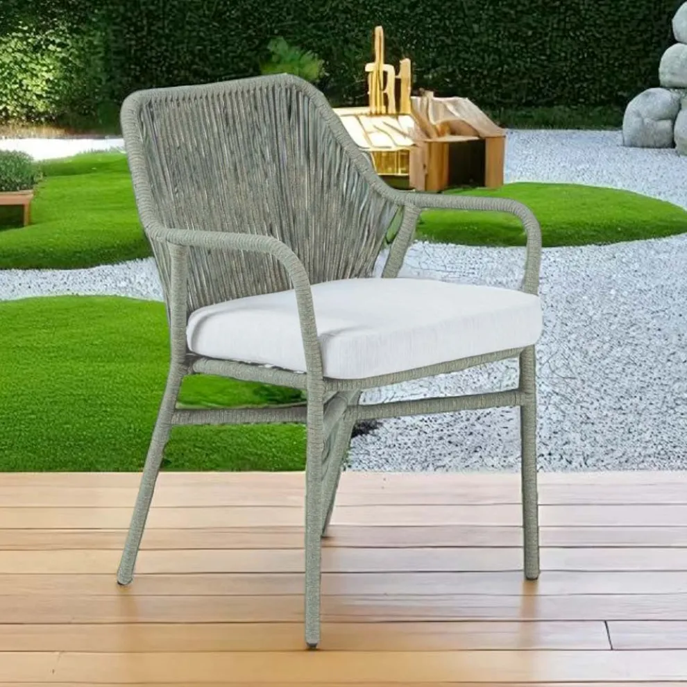 Gartenstuhl aus Aluminium und Seilgeflecht - Asteria