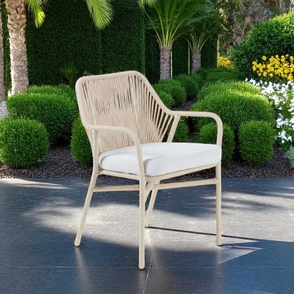 Gartenstuhl aus Aluminium und Seilgeflecht - Asteria