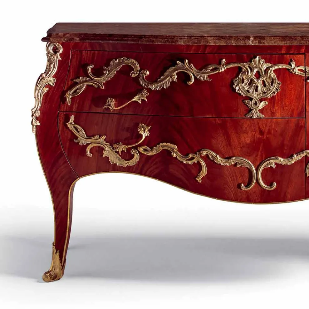 Kommode mit Platte aus Marmor, Dekorationen aus Messing, Design Gildo