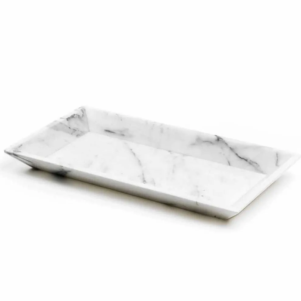 Rechteckiges Tablett aus weißem Carrara-Marmor Made in Italy - Vassili