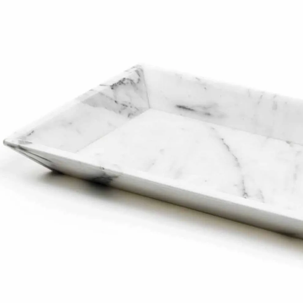 Rechteckiges Tablett aus weißem Carrara-Marmor Made in Italy - Vassili