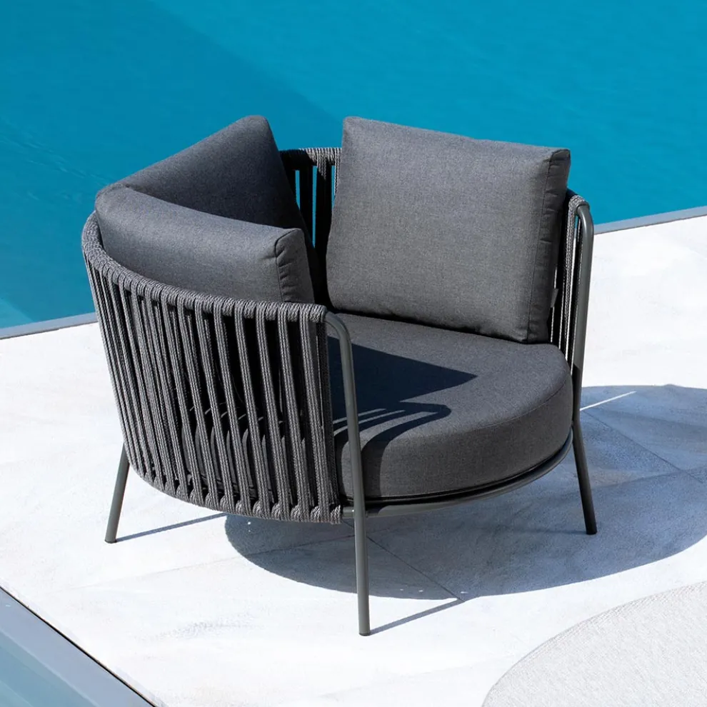 Edelstahl-Gartensessel mit Seilrückenlehne - Luxura