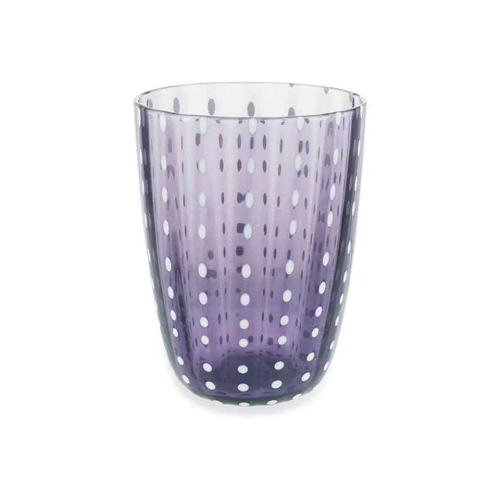 Set mit 12 modernen Farbglas-Designgläsern für Wasser - Botswana