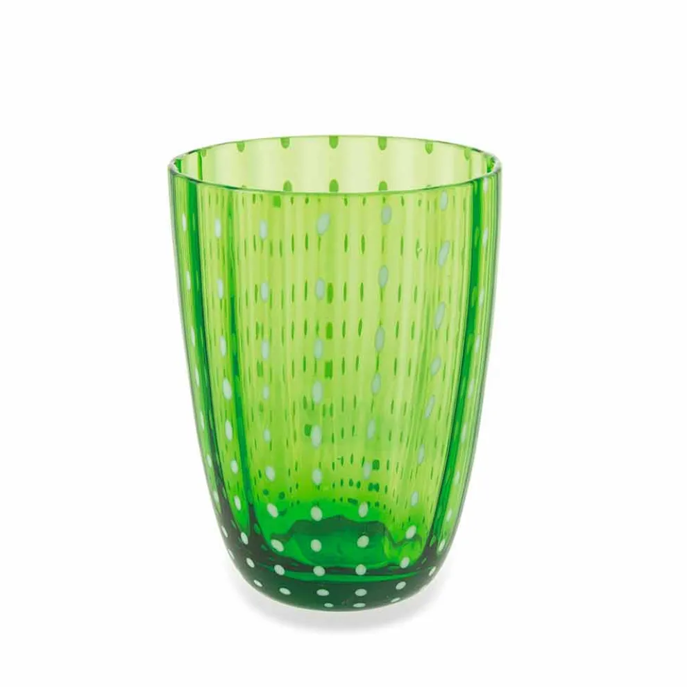 Set mit 12 modernen Farbglas-Designgläsern für Wasser - Botswana