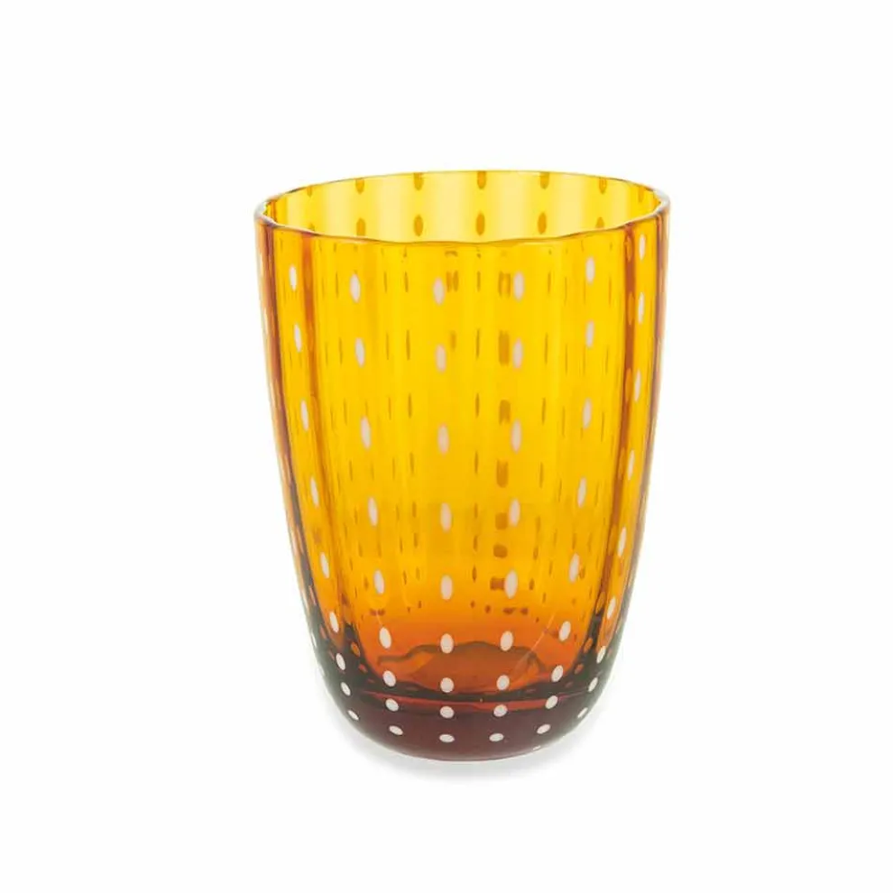 Set mit 12 modernen Farbglas-Designgläsern für Wasser - Botswana