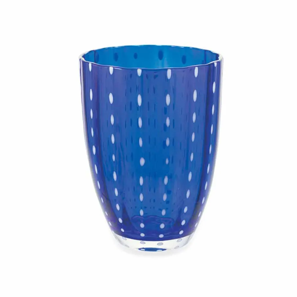 Set mit 12 modernen Farbglas-Designgläsern für Wasser - Botswana