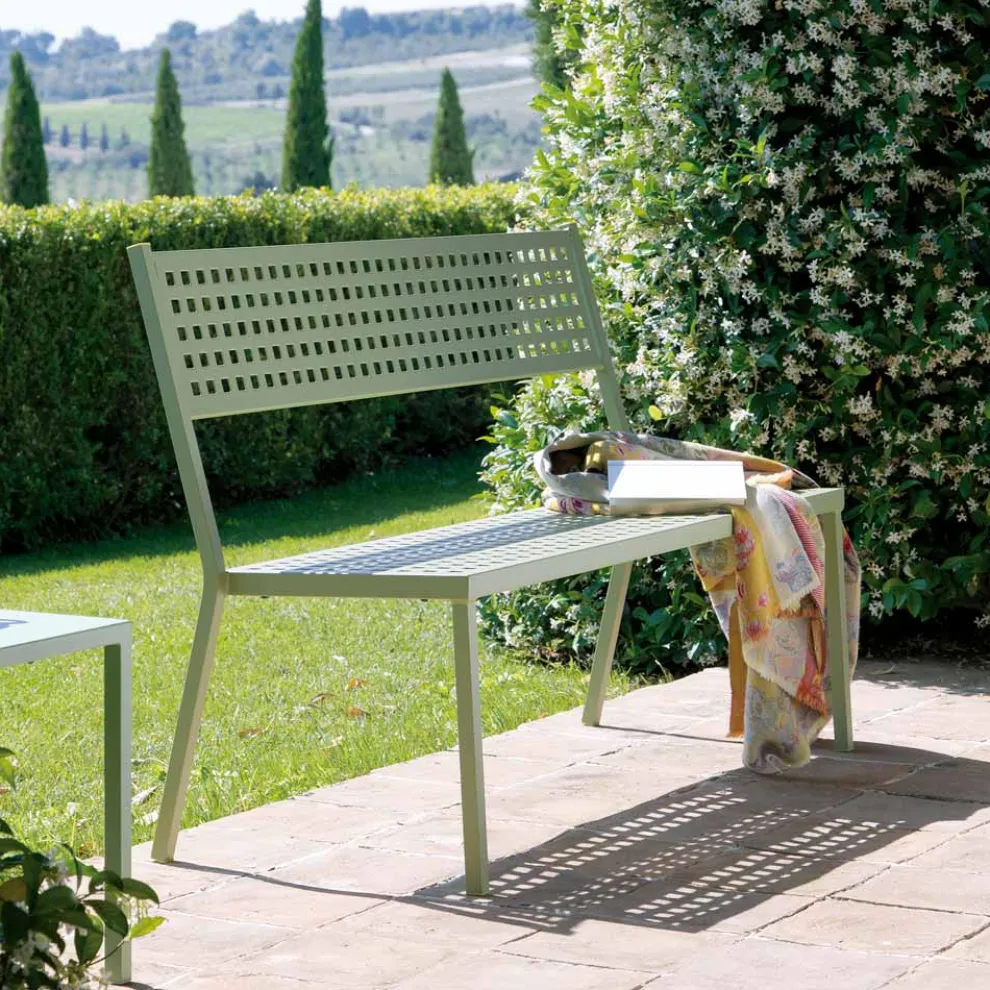 Stapelbare Gartenbank aus verzinktem Stahl Made in Italy - Aberdeen