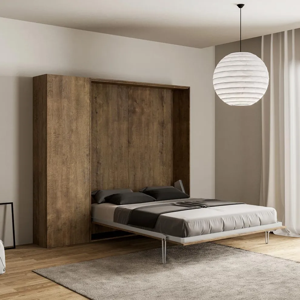 Queen-Size-Bett mit vertikalem Klappbett und Säule - Magiccompare