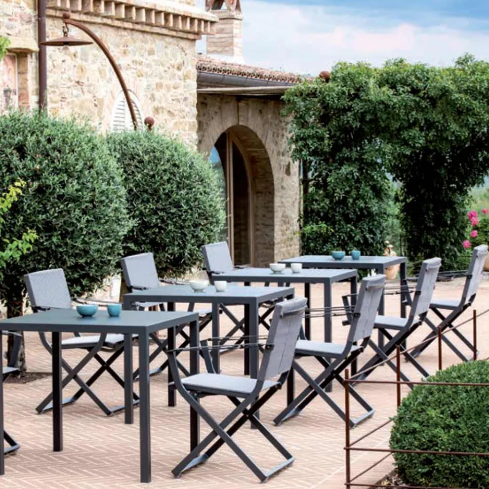 Klappsessel für den Außenbereich aus Seilaluminium und Texplast Made in Italy - Ubbe