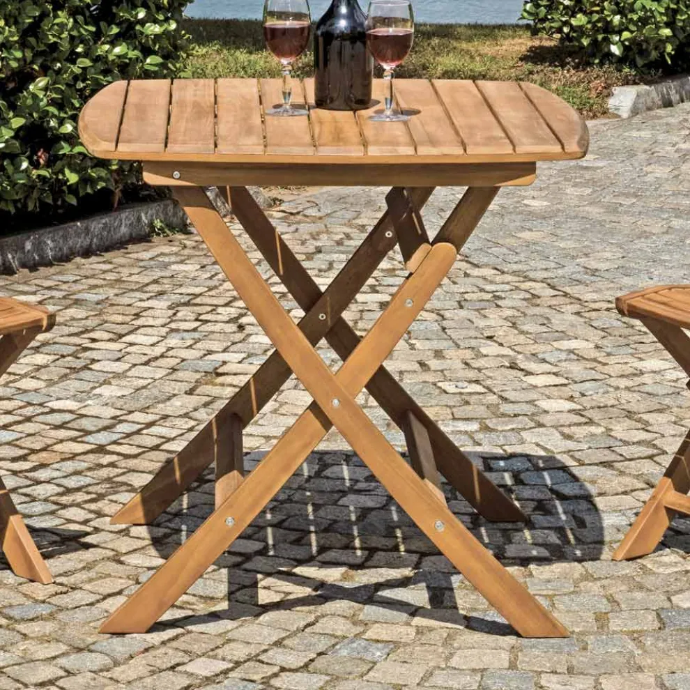 Quadratischer Gartentisch aus Akazienholz - Sunset