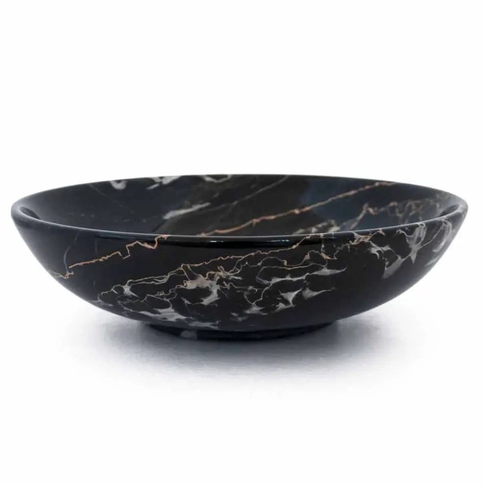 Große runde Schüssel aus Portoro oder Paonazzo Marmor Made in Italy - Glazer