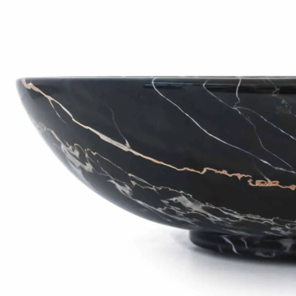 Große runde Schüssel aus Portoro oder Paonazzo Marmor Made in Italy - Glazer