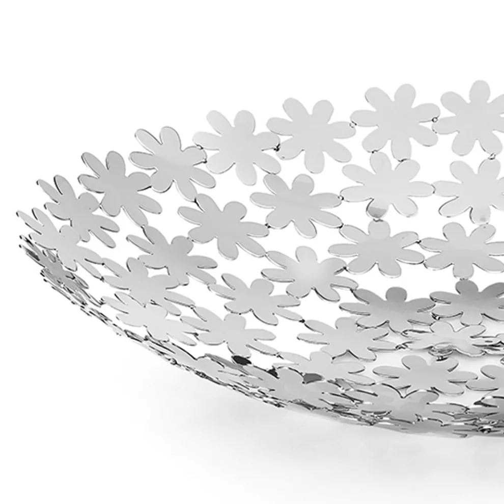 Silber Metall Runde Tasche Leere Herzstück Blumendekoration - Terraceo