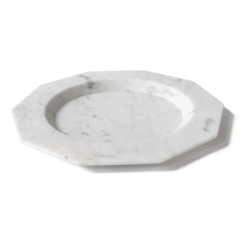 Flacher Teller aus satiniertem Marmor Verschiedene Ausführungen Italienisches Luxusdesign - Rhodium