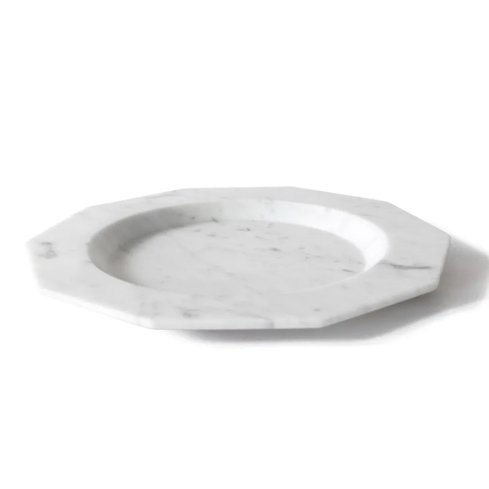 Flacher Teller aus satiniertem Marmor Verschiedene Ausführungen Italienisches Luxusdesign - Rhodium