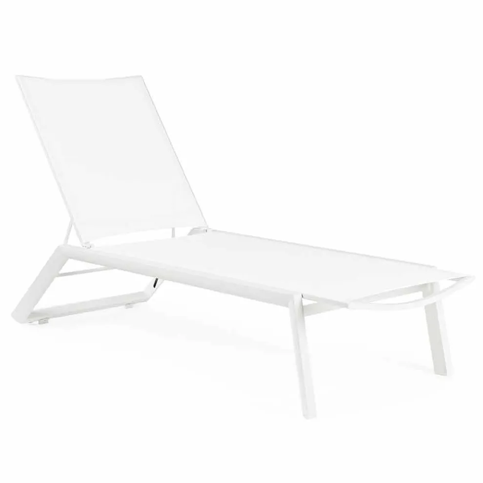 Liegende Chaiselongue im Freien mit Rädern, Aluminium und Textilien - Juwel